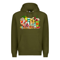 Army Green summer vibes coffee cups Premium Hoodie - Zillion Design Studio