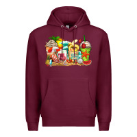 Burgundy summer vibes coffee cups Premium Hoodie - Zillion Design Studio