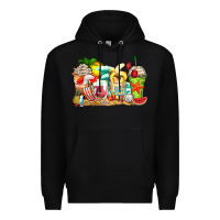 Black summer vibes coffee cups Premium Hoodie - Zillion Design Studio