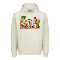 Oatmeal Heather summer vibes coffee cups Premium Hoodie - Zillion Design Studio