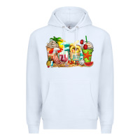 White summer vibes coffee cups Premium Hoodie - Zillion Design Studio