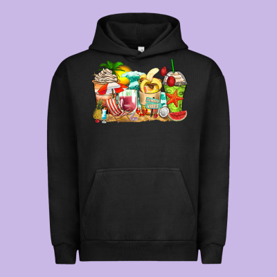 Summer Vibes Coffee Cups Urban Hoodie Designed By Zillion Design Studio