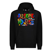 Black ausome autism nurse Premium Hoodie - Zillion Design Studio