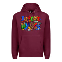 Burgundy ausome autism nurse Premium Hoodie - Zillion Design Studio