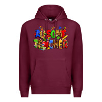 Burgundy ausome autism teacher Premium Hoodie - Zillion Design Studio