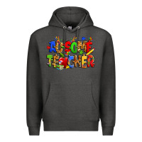 Charcoal Heather ausome autism teacher Premium Hoodie - Zillion Design Studio