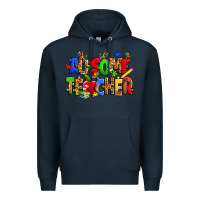 Navy ausome autism teacher Premium Hoodie - Zillion Design Studio