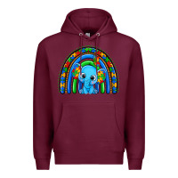 Burgundy autism elephant rainbow Premium Hoodie - Zillion Design Studio