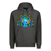Charcoal Heather autism elephant rainbow Premium Hoodie - Zillion Design Studio