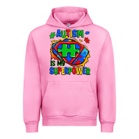 Fuchsia Pink autism is my superpower ripped shirt Urban Hoodie - Zillion Design Studio
