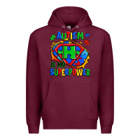 Burgundy autism is my superpower ripped shirt Premium Hoodie - Zillion Design Studio