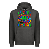 Charcoal Heather autism is my superpower ripped shirt Premium Hoodie - Zillion Design Studio