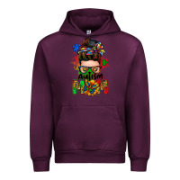 Mauve Wine autism mom messy bun Urban Hoodie - Zillion Design Studio