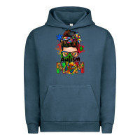 Pigment Midnight Navy autism mom messy bun Urban Hoodie - Zillion Design Studio