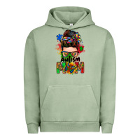 Pigment Oil Green autism mom messy bun Urban Hoodie - Zillion Design Studio