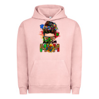 Pigment Salmon autism mom messy bun Urban Hoodie - Zillion Design Studio