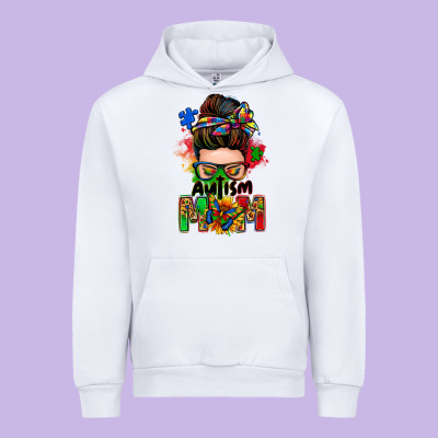 Autism Mom Messy Bun Urban Hoodie Designed By Zillion Design Studio