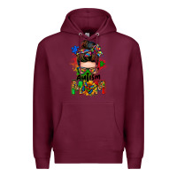 Burgundy autism mom messy bun Premium Hoodie - Zillion Design Studio