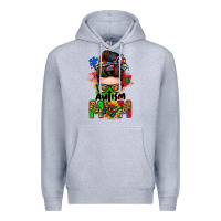 Heather Grey autism mom messy bun Premium Hoodie - Zillion Design Studio