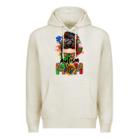 Oatmeal Heather autism mom messy bun Premium Hoodie - Zillion Design Studio