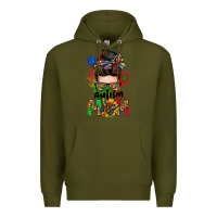 Army Green autism mom messy bun Premium Hoodie - Zillion Design Studio
