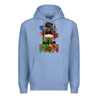 Colony Blue autism mom messy bun Premium Hoodie - Zillion Design Studio