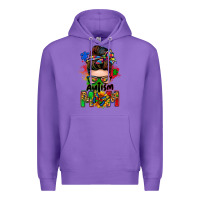 Purple autism mom messy bun Premium Hoodie - Zillion Design Studio