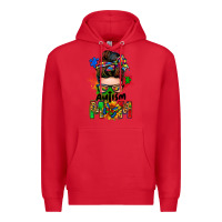 Red autism mom messy bun Premium Hoodie - Zillion Design Studio