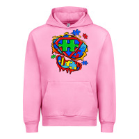 Fuchsia Pink autism superhero ripped tshirt Urban Hoodie - Zillion Design Studio