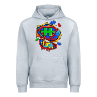 Heather Grey autism superhero ripped tshirt Urban Hoodie - Zillion Design Studio