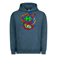 Pigment Midnight Navy autism superhero ripped tshirt Urban Hoodie - Zillion Design Studio