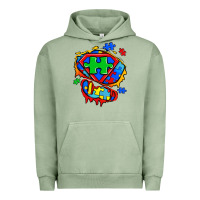 Pigment Oil Green autism superhero ripped tshirt Urban Hoodie - Zillion Design Studio
