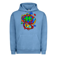 Pigment Pebble Blue autism superhero ripped tshirt Urban Hoodie - Zillion Design Studio