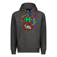 Charcoal Heather autism superhero ripped tshirt Premium Hoodie - Zillion Design Studio