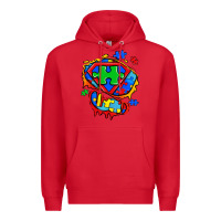 Red autism superhero ripped tshirt Premium Hoodie - Zillion Design Studio
