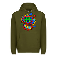 Army Green autism superhero ripped tshirt Premium Hoodie - Zillion Design Studio