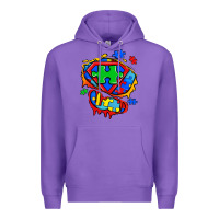 Purple autism superhero ripped tshirt Premium Hoodie - Zillion Design Studio