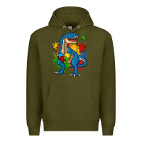 Army Green autism trex Premium Hoodie - Zillion Design Studio