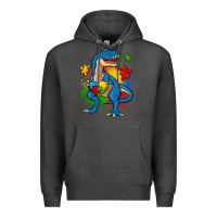 Charcoal Heather autism trex Premium Hoodie - Zillion Design Studio