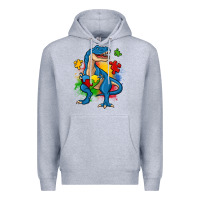 Heather Grey autism trex Premium Hoodie - Zillion Design Studio