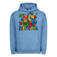 Pigment Pebble Blue it's ok to be different autism trex Urban Hoodie - Zillion Design Studio
