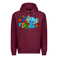 Burgundy be kind autism elephant Premium Hoodie - Zillion Design Studio