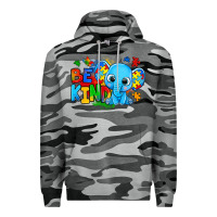 Slate Camo be kind autism elephant Premium Hoodie - Zillion Design Studio
