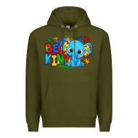 Army Green be kind autism elephant Premium Hoodie - Zillion Design Studio