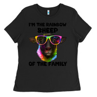 Black i'm the rainbow sheep of the family suffolk sheep Ladies Tee - Artiststas