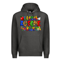 Charcoal Heather i teach ausome kids autism teacher Premium Hoodie - Zillion Design Studio