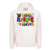 Pale Pink i teach ausome kids autism teacher Premium Hoodie - Zillion Design Studio