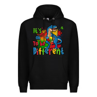 Black it's ok to be different autism trex Premium Hoodie - Zillion Design Studio