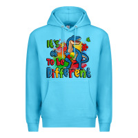 Ocean Blue it's ok to be different autism trex Premium Hoodie - Zillion Design Studio