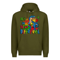 Army Green it's ok to be different autism trex Premium Hoodie - Zillion Design Studio